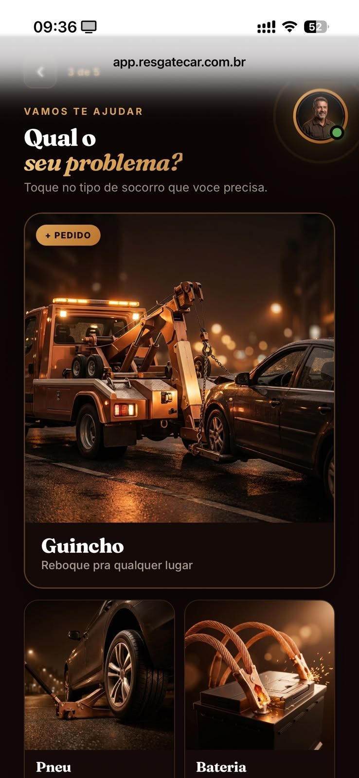 App ResgateCAR cliente — tela 4