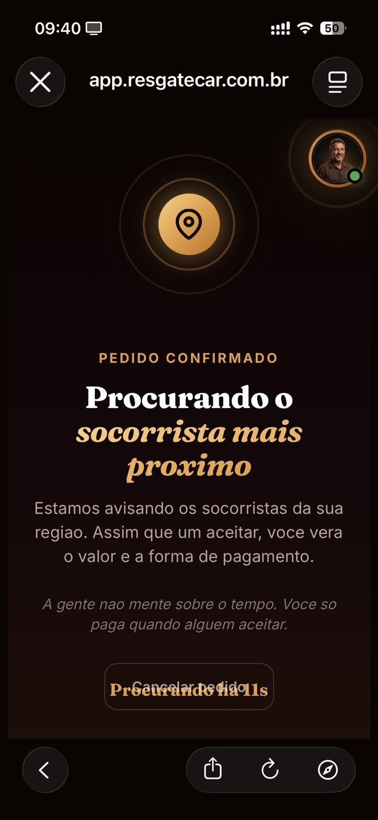 App ResgateCAR cliente — tela 9