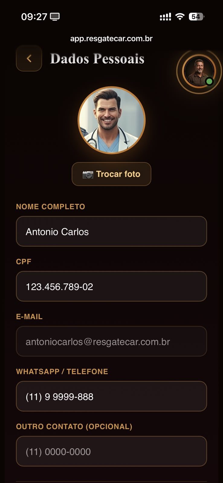 App ResgateCAR socorrista — tela 4