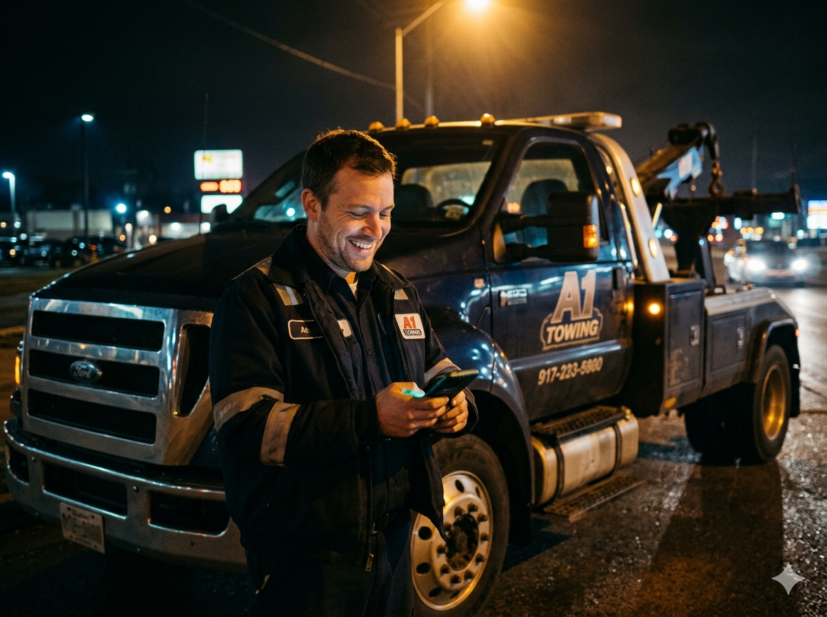 Guincheiro usando app ResgateCAR